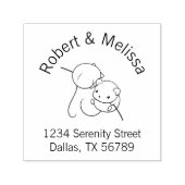 収穫用マウス、一対のネズミカップルのアーチアドレス セルフインキングスタンプ (デザイン)