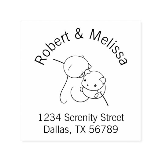 収穫用マウス、一対のネズミカップルのアーチアドレス セルフインキングスタンプ (デザイン)