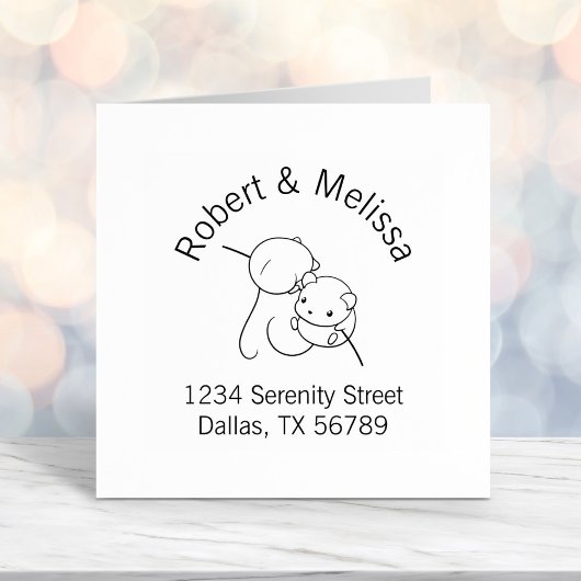 収穫用マウス、一対のネズミカップルのアーチアドレス セルフインキングスタンプ