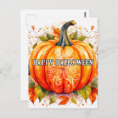 収穫直後のハロウィンカボチャ ポストカード (正面/裏面)