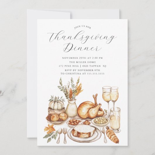 収穫祭の感謝祭 招待状 (正面)