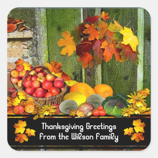 収穫祭の~の正方形のステッカー スクエアシール (正面)