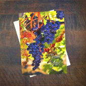 収穫秋の色を使ったワインぶどうサンキュー カード