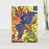 収穫秋の色を使ったワインぶどうサンキュー カード (正面)