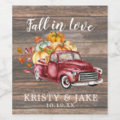 収穫素朴トラック |秋結婚のパーソナライズされた ワインラベル (シングルラベル)