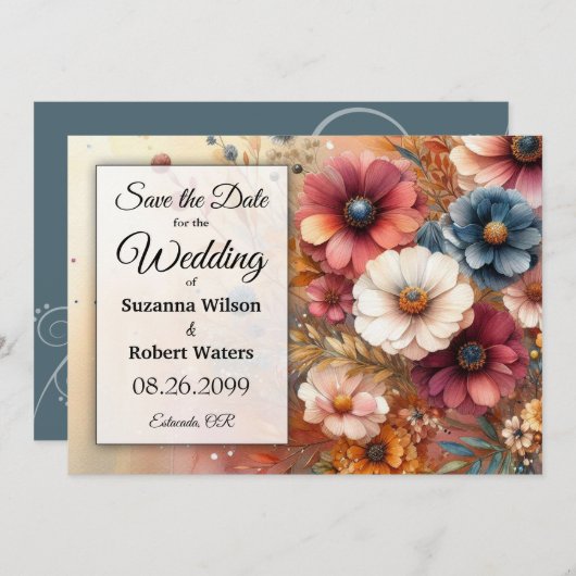 収穫花びらと空絵を描空 招待状 (正面/裏面)