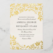 収穫花結婚箔招待状 箔招待状 (正面)