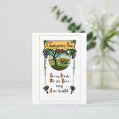 収穫葡萄と感謝祭の挨拶 シーズンポストカード (スタンド正面)