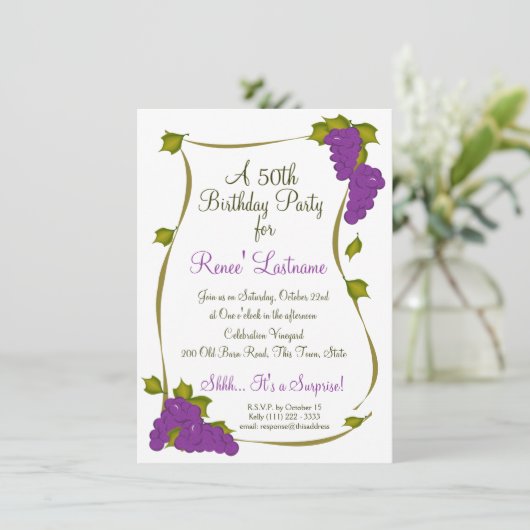 収穫葡萄50誕生日 招待状 (スタンド正面)