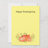 収穫表の感謝祭 シーズンカード (裏面)