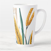 収穫調和：白いキャンバスに小麦模様 カフェラテマグ (右)