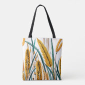 収穫調和：白いキャンバスに小麦模様 トートバッグ (裏面)