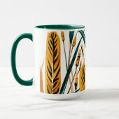 収穫調和：白いキャンバスに小麦模様 マグカップ (左)