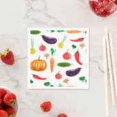 収穫野菜トマトペッパーニンジンのキノコc スタンダードカクテルナプキン (インサイチュ)