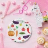 収穫野菜トマトペッパーニンジンのキノコc ペーパープレート (パーティー)