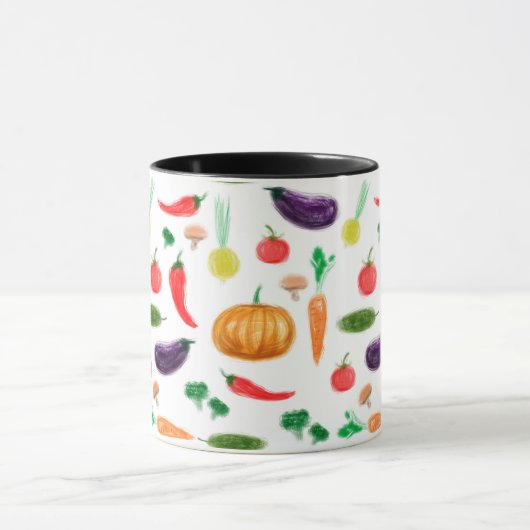 収穫野菜トマトペッパーニンジンのキノコc マグカップ (中央)
