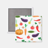 収穫野菜トマトペッパーニンジンのキノコc マグネット (正面/裏面)
