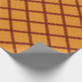 収穫金ゴールドと赤い格子縞 ラッピングペーパー (角)