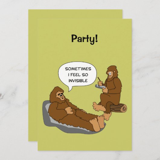 収縮のオフィスのおもしろいなサスカッチの漫画のカスタム 招待状 (正面/裏面)