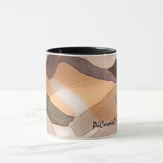 収集できる微妙な色の抽象美術のマグ マグカップ (中央)