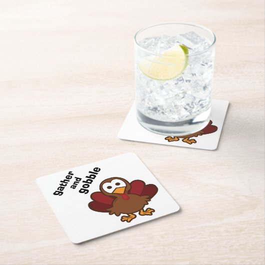 収集とゴブトルコ感謝祭パーティーコースター スクエアペーパーコースター (インサイチュ)