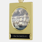 収集可能なクリッパー船南クロス1851 ゴールドプレートバナーオーナメント (左)