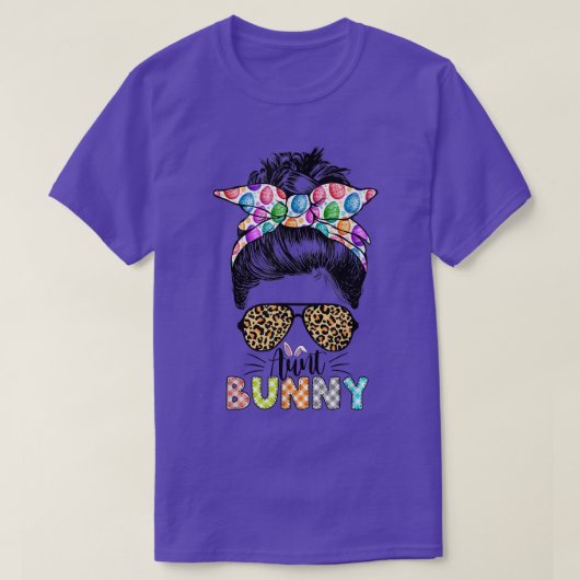 叔母おもしろいバニーレオパードハッピーイースターダ Tシャツ (デザイン正面)