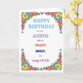 叔母おもしろい誕生日のテンプレート カード (黄色い花)