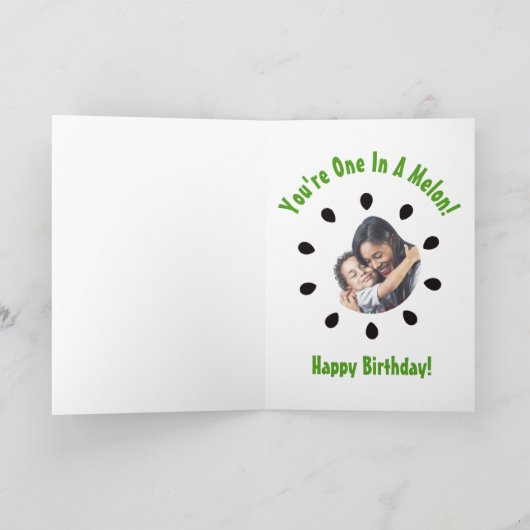 叔母おもしろい誕生日1インのメロン叔母の写真 カード (内部)