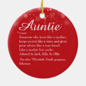 叔母お気に入りの叔母の定義フォトクリスマス セラミックオーナメント (裏面)