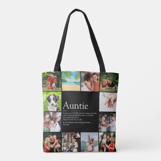 叔母お気に入りの叔母の定義12フォトコラージュ トートバッグ (裏面)