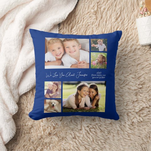 叔母さんがあなたを愛する青い写真 クッション (ブランケット)