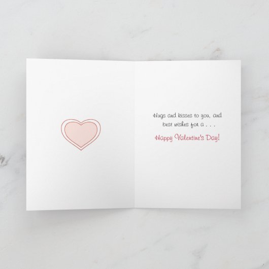 叔母さんの自転車、ピンクのウサギのためのバレンタインデー シーズンカード (内部)