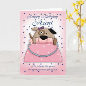 叔母さんバースデー・カード-かわいい財布ペット カード (黄色い花)