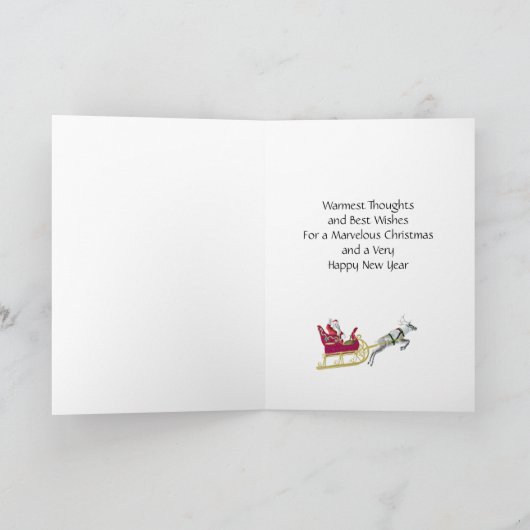 叔母さん彼のそりのサンタへの、メリークリスマス シーズンカード (内部)