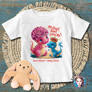 叔母さん素晴らしは私をピンクのブルーディノスが大好き ベビーTシャツ