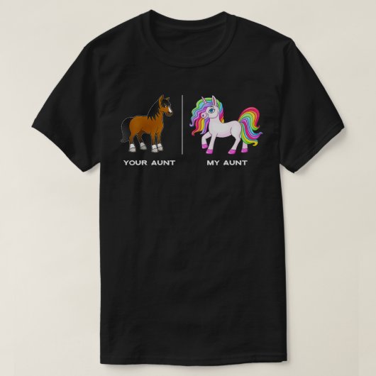 叔母さん馬のユニコーンおもしろい Tシャツ (デザイン正面)
