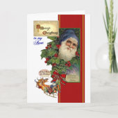 叔母さん-ヴィンテージサンタのそりのためのクリスマスカード シーズンカード (正面)