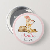 叔母さん,新しい叔母さんベビーガールシャワードシカ 缶バッジ (正面&裏面)