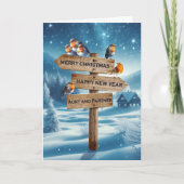 叔母とパートナーのクリスマスロビンス シーズンカード (正面)