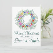 叔母と叔父のカラフルクリスマスリース シーズンカード (スタンド正面)