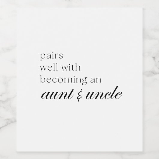 叔母と叔父の妊娠の発表 ワインラベル (シングルラベル)