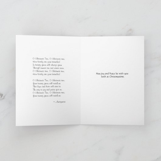 叔母と叔父の平和の喜びのためのクリスマスツリーカード シーズンカード (内部)