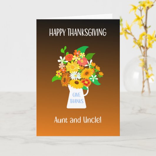 叔母と叔父の感謝祭の花束のために カード (黄色い花)