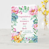 叔母と叔父の結婚式の日おめでとう カード (黄色い花)