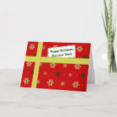 叔母と叔父の赤いクリスマスの小包 シーズンカード (正面)