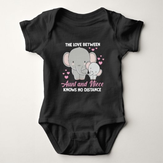 叔母と姪っ子ラブアンティファミリーエレファントハート ベビーボディスーツ (正面)