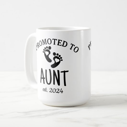 叔母に昇進/出産発表シックなハート コーヒーマグカップ (正面左)