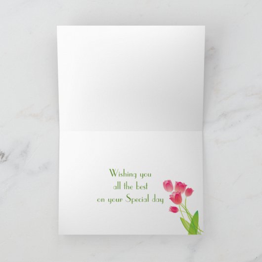 叔母のためのピンクチューリップ誕生日カード カード (内部)