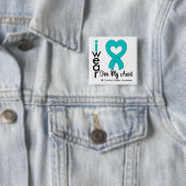 叔母のための卵巣がんI衣服ティール(緑がかった色)ハート 缶バッジ (インサイチュ)